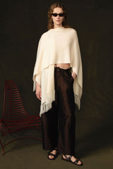 Wool Cashmere Knit Cape Aspen White