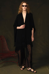 Wool Cashmere Knit Cape Black
