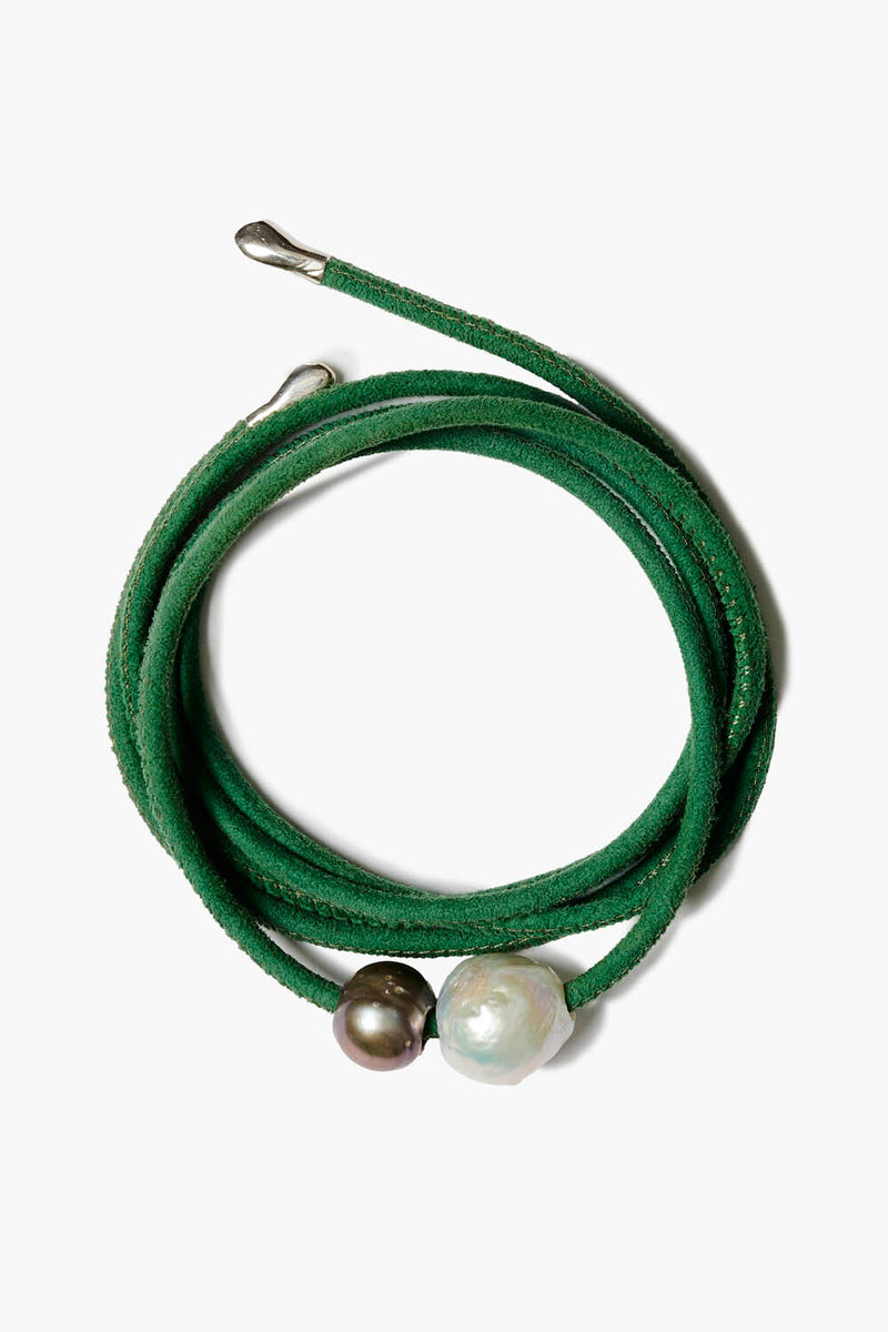 Vanya Leather Wrap Bracelet Green