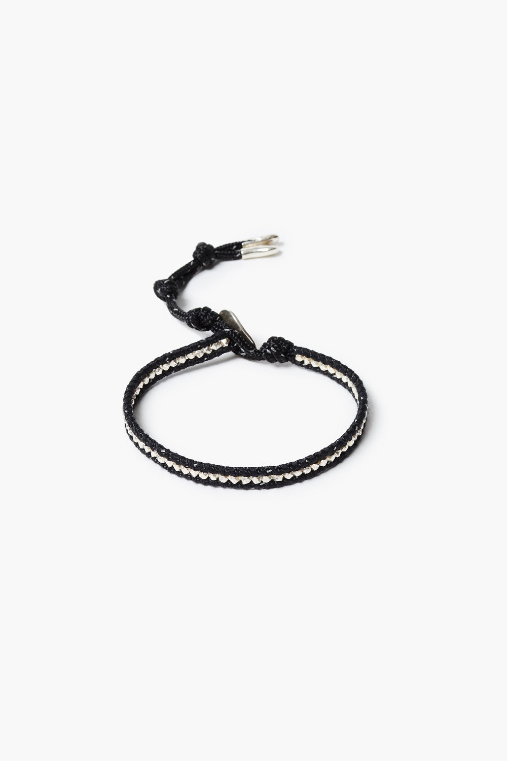 Sterling Silver Single Wrap Bracelet Black