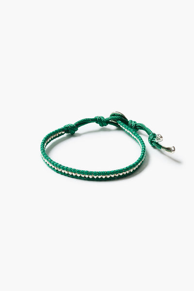 Sterling Silver Single Wrap Bracelet Green