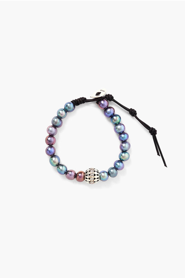 Felicity Diamond Single Wrap Bracelet Peacock Pearl