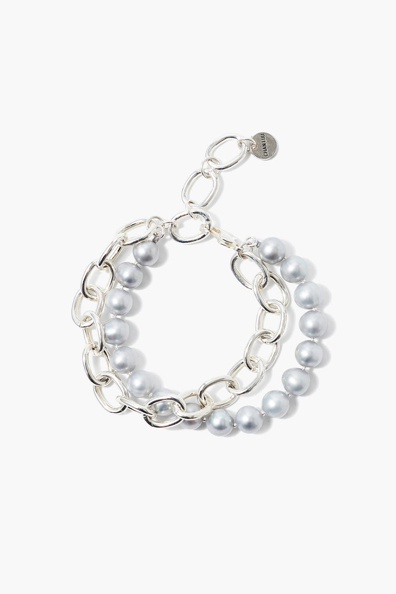 Esme Chain Bracelet Grey Pearl