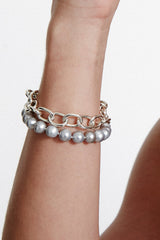 Esme Chain Bracelet Grey Pearl