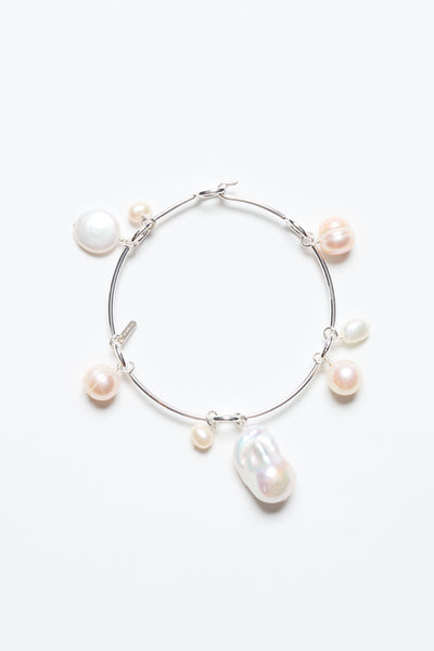 Crown Pearl Bangle Silver