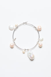 Crown Pearl Bangle Silver
