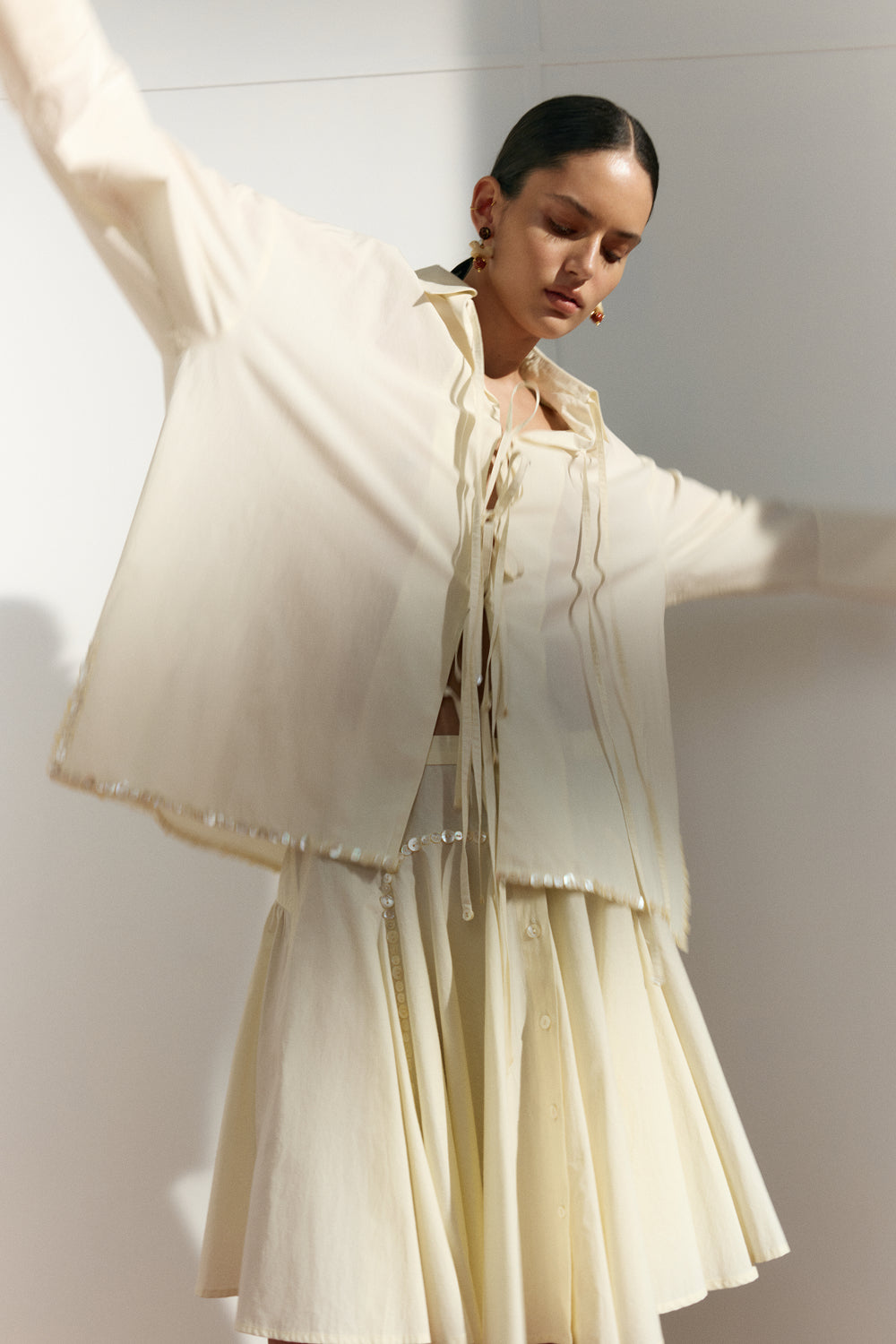Shoelace Shirt Ivory – Chan Luu