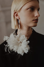 Camellia Flower Brooch White