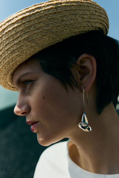 Calla Lily Drop Earrings Silver