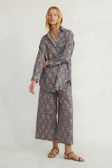 Alice Block Print Button Down Shirt Blue Mix