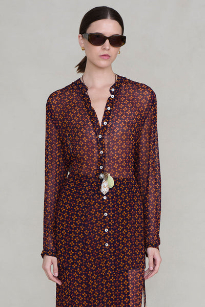 Tethered Button Up Shirt Plum