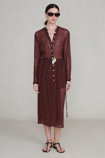 Tethered Button Up Shirt Plum