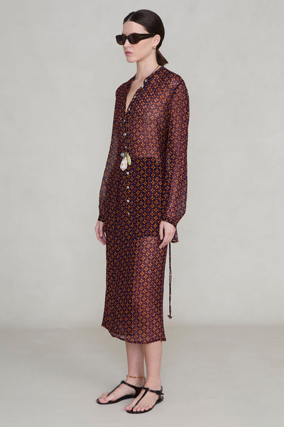 Tethered Button Up Shirt Plum