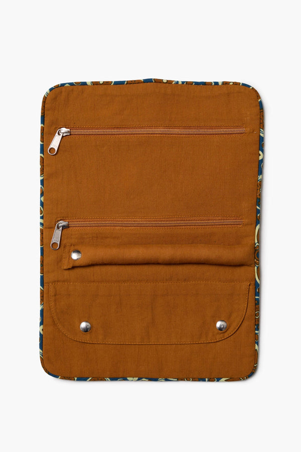 Jewelry Roll Up Case Tile Blue