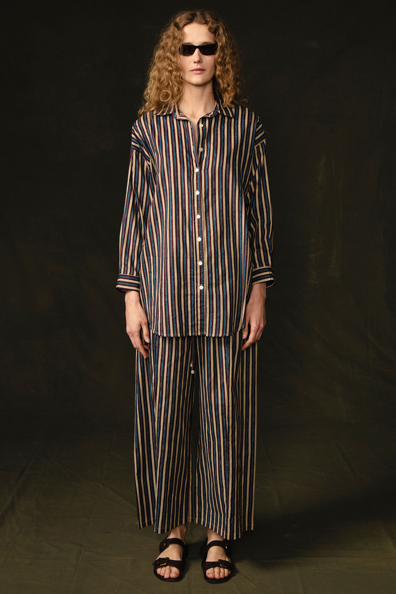 Pinstripe Printed Set Blue