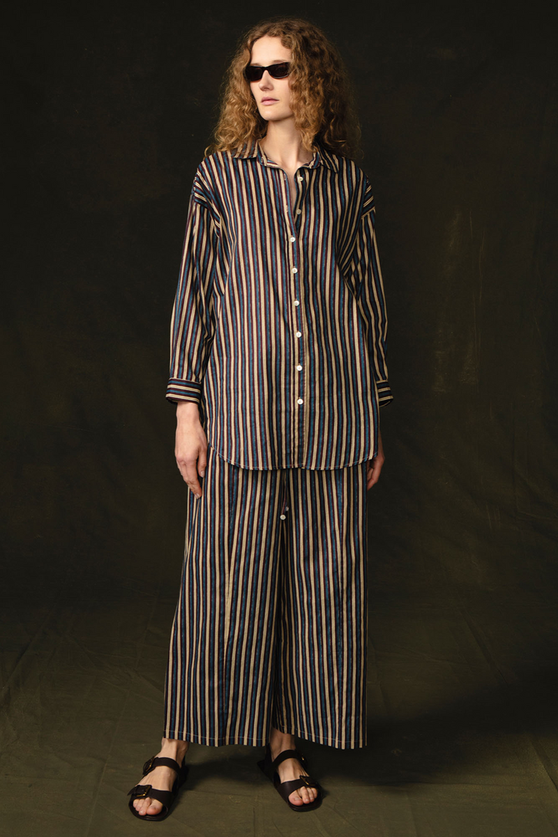 Pinstripe Printed Set Blue