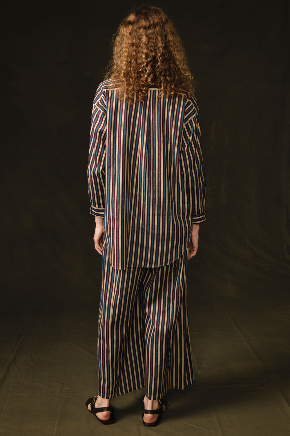 Pinstripe Printed Set Blue