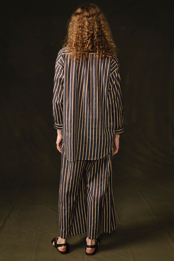 Pinstripe Printed Set Blue