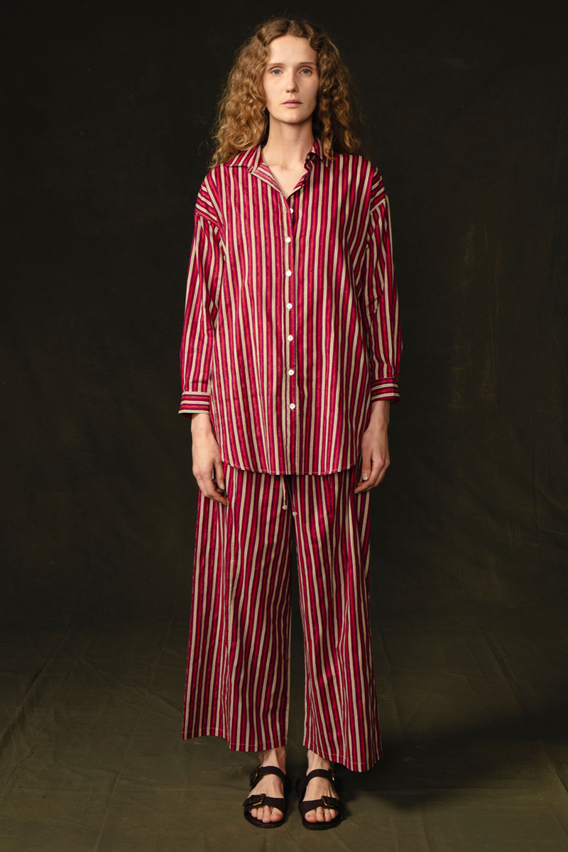 Pinstripe Printed Set Red