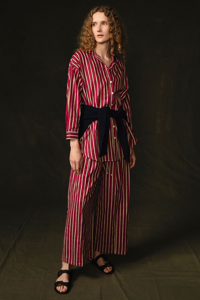 Pinstripe Printed Set Red
