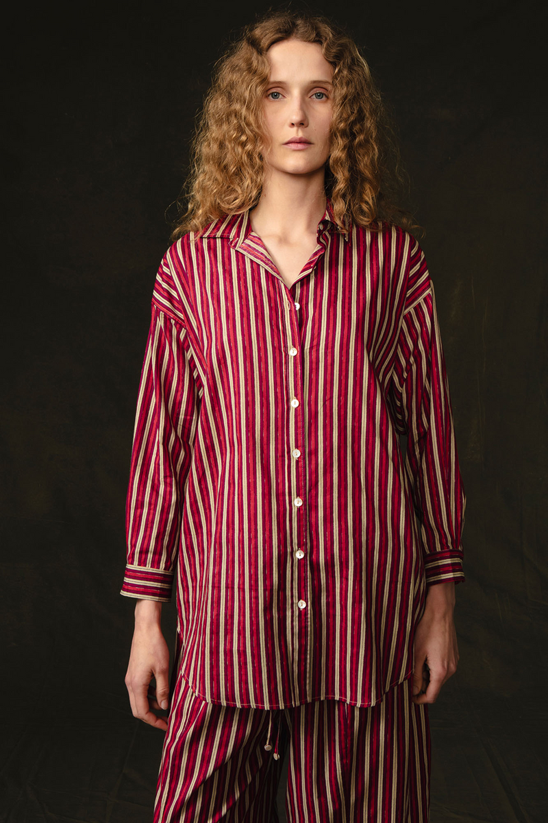 Pinstripe Printed Set Red