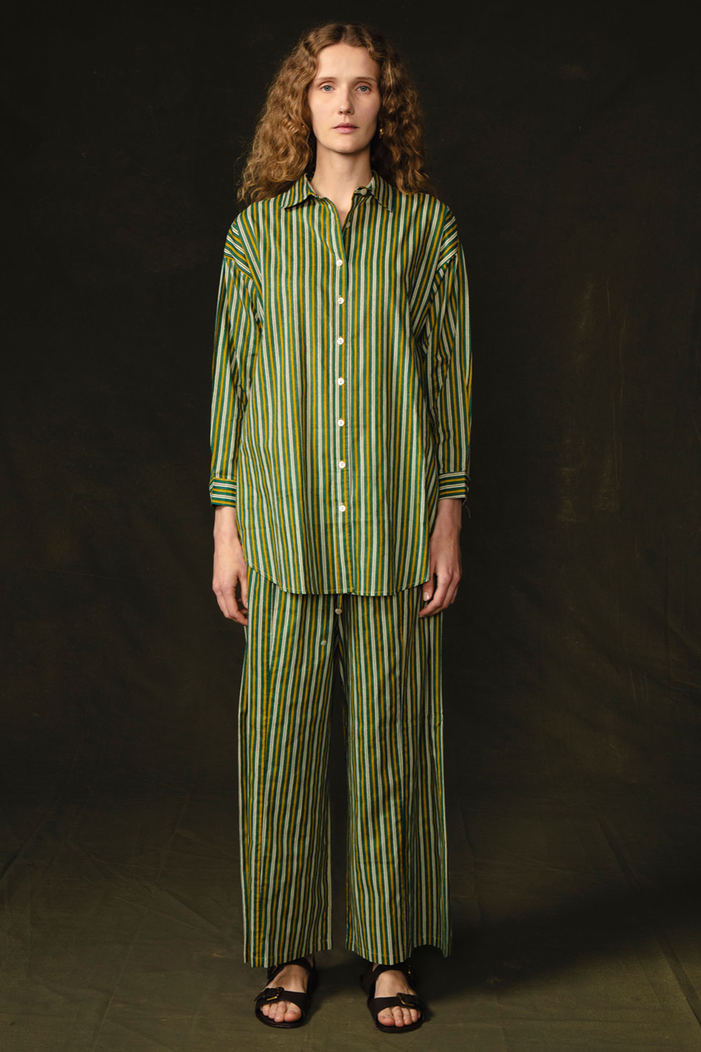 Pinstripe Printed Set Yellow