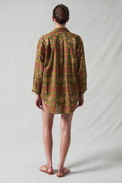 Wildflower Printed Ruffle Short Set Olive Green