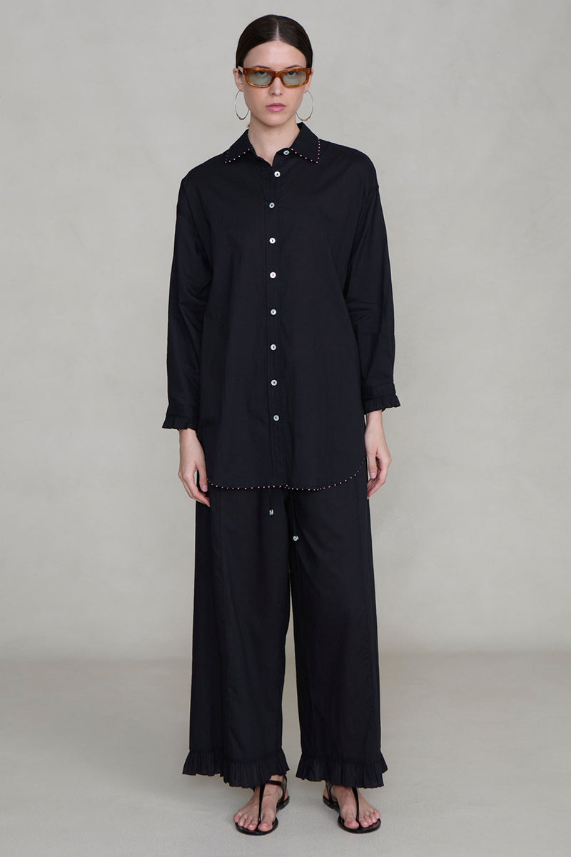 Cotton Ruffle Set Black