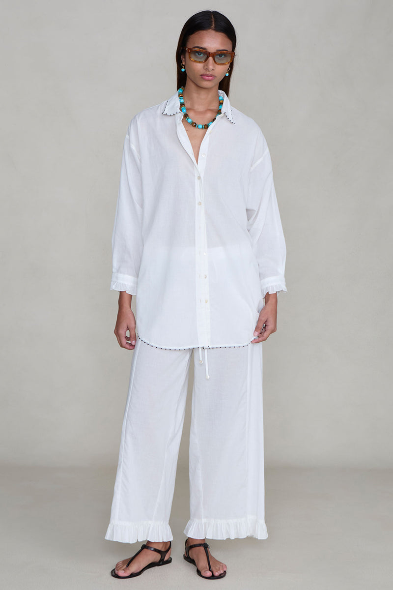 Cotton Ruffle Set White