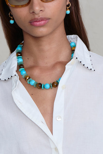 Bell Hoop Earrings Turquoise