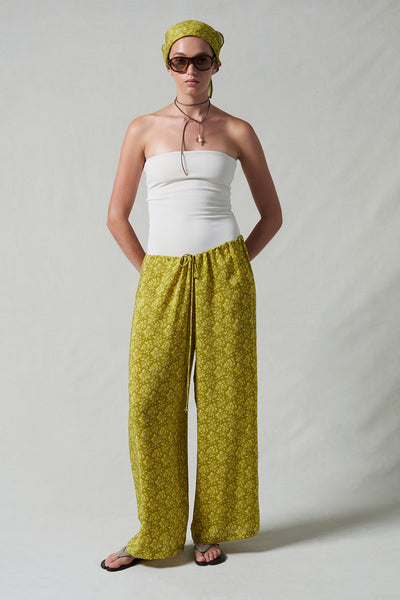 Soleil Silk Drawstring Pant Mustard