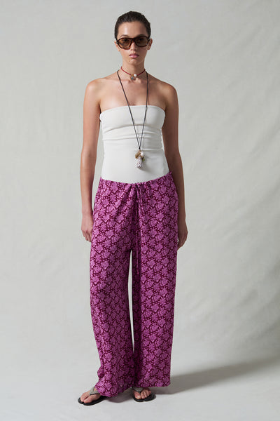 Soleil Silk Drawstring Pant Orchid