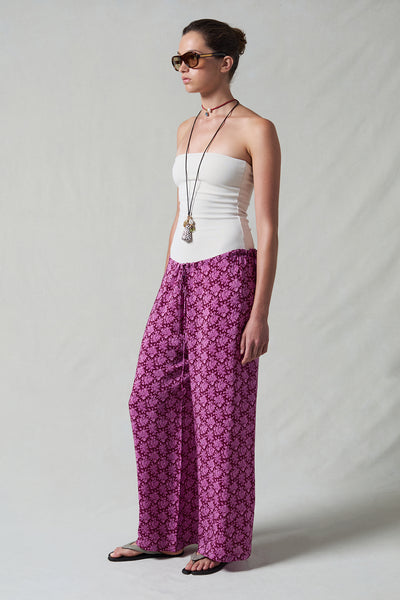 Soleil Silk Drawstring Pant Orchid