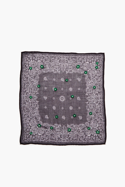 Daisy Embroidered Bandana Black