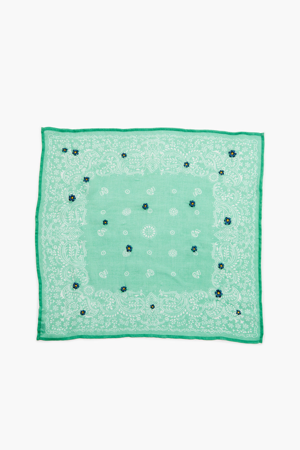 Daisy Embroidered Bandana Jade Green