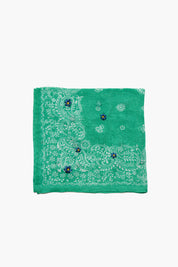 Daisy Embroidered Bandana Jade Green
