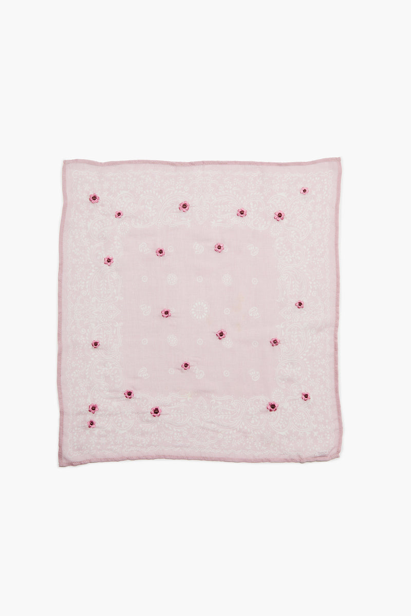Daisy Embroidered Bandana Pink
