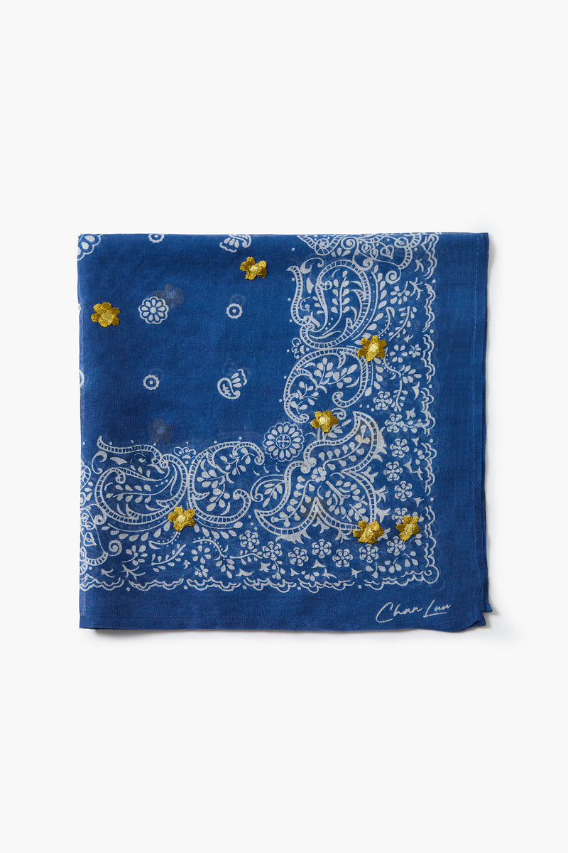 Daisy Embroidered Bandana Vallarta Blue