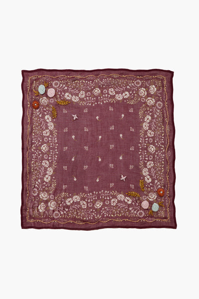 Embroidered Floral Bandana Cabernet