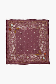 Embroidered Floral Bandana Cabernet
