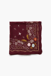 Embroidered Floral Bandana Cabernet