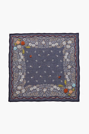 Embroidered Floral Bandana Mood Indigo