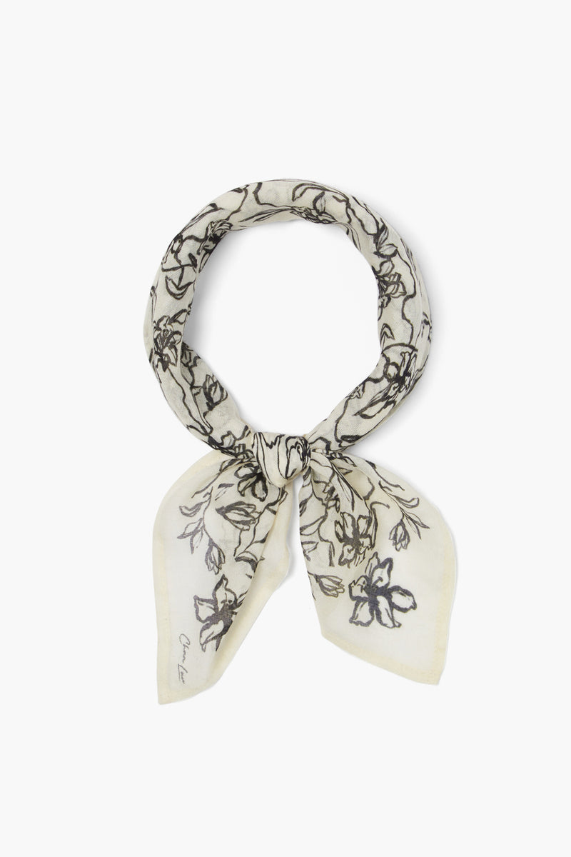 Painterly Floral Print Bandana Egret