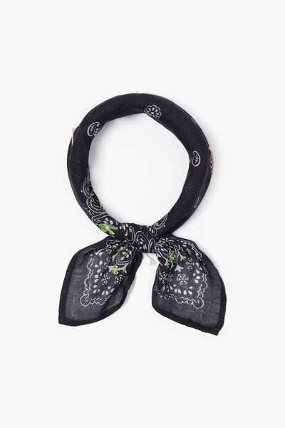 Embroidered Paisley Floral Bandana Black Chan Luu