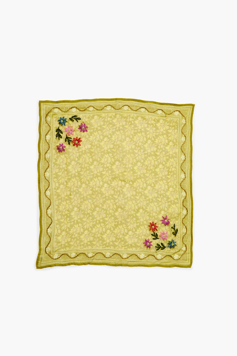 Embroidered Floral Bandana Mustard