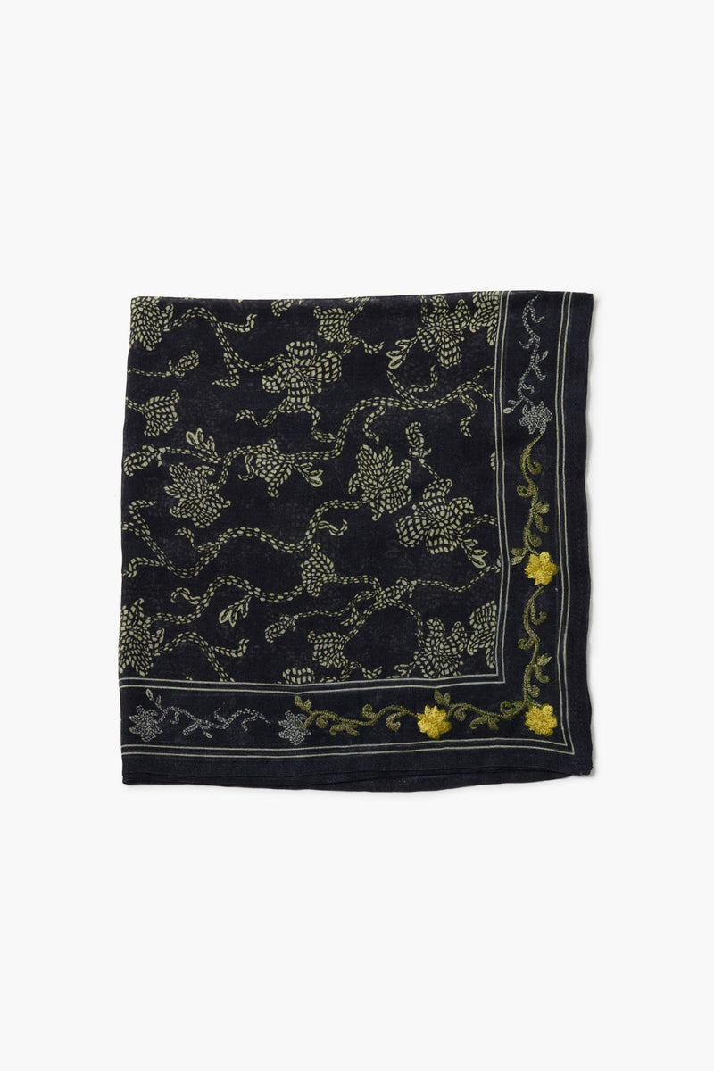 Embroidered Kantha Floral Bandana Black