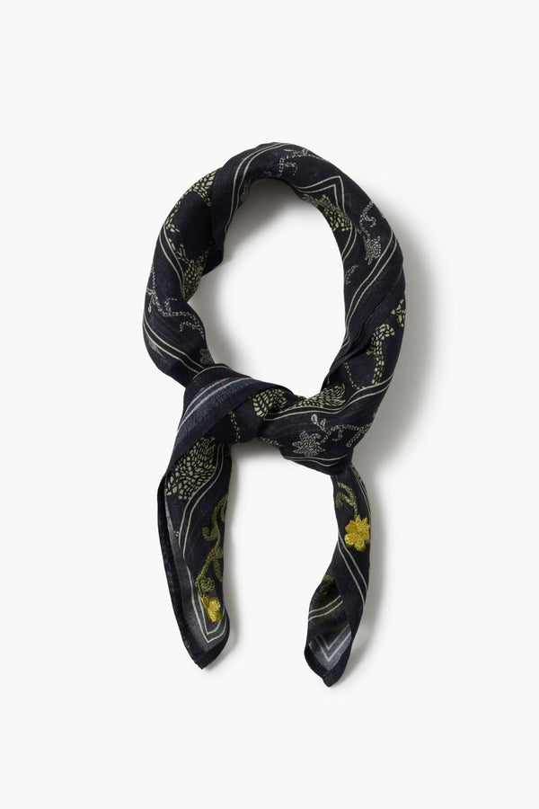 Embroidered Kantha Floral Bandana Black
