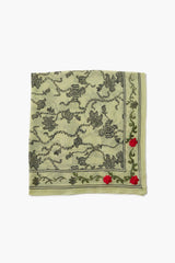 Embroidered Kantha Floral Bandana Fog Green