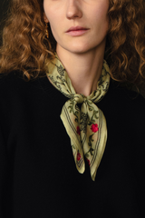 Embroidered Kantha Floral Bandana Fog Green