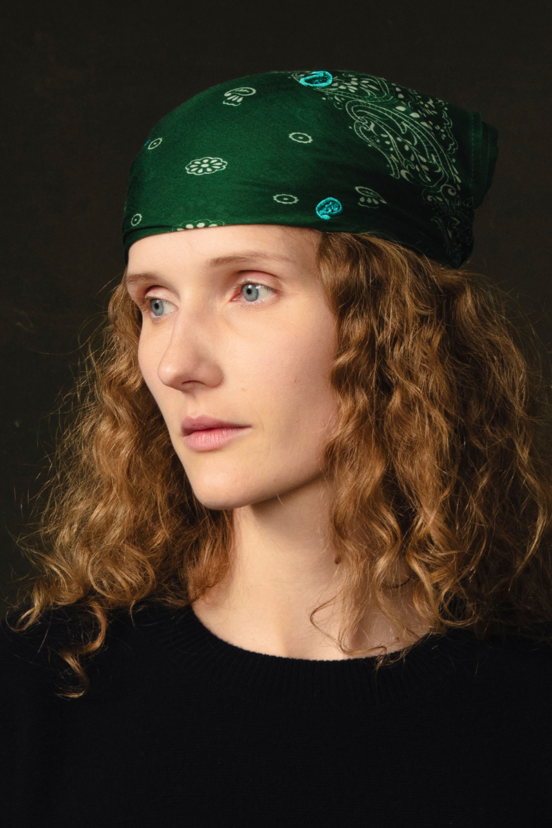 Embroidered Paisley Bandana Eden Green